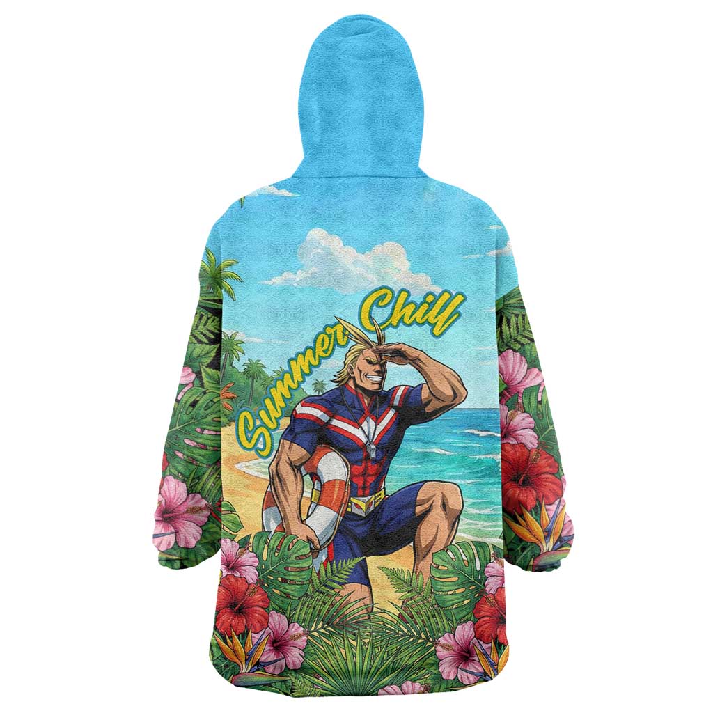 Toshinori Yagi Summer Chill Wearable Blanket Hoodie Heroic Tropical Anime Art