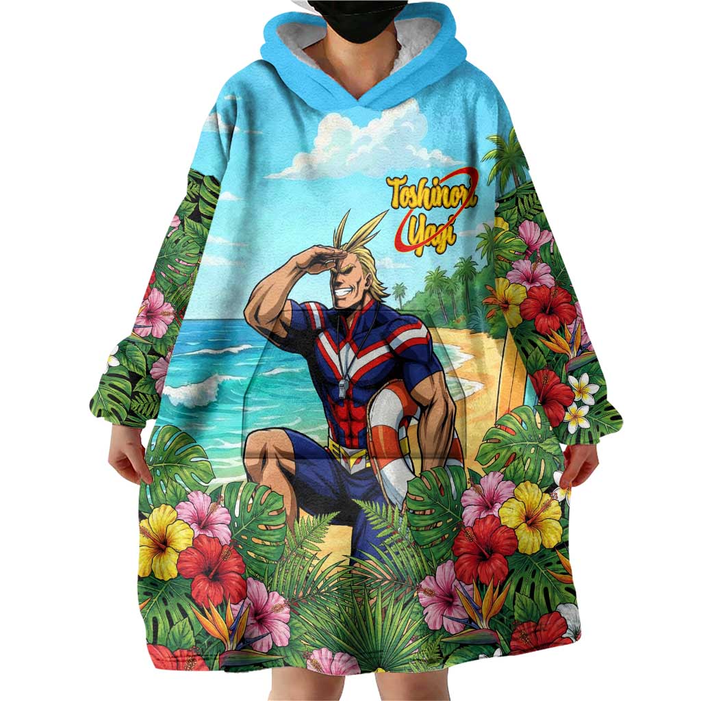 Toshinori Yagi Summer Chill Wearable Blanket Hoodie Heroic Tropical Anime Art