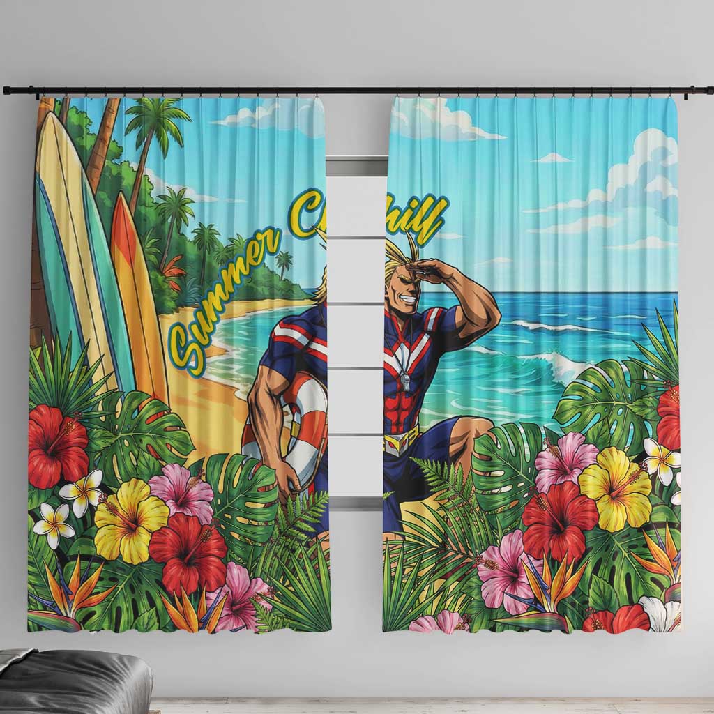 Toshinori Yagi Summer Chill Window Curtain Heroic Tropical Anime Art