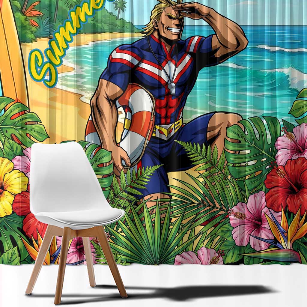 Toshinori Yagi Summer Chill Window Curtain Heroic Tropical Anime Art