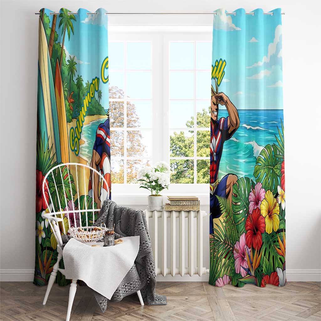 Toshinori Yagi Summer Chill Window Curtain Heroic Tropical Anime Art