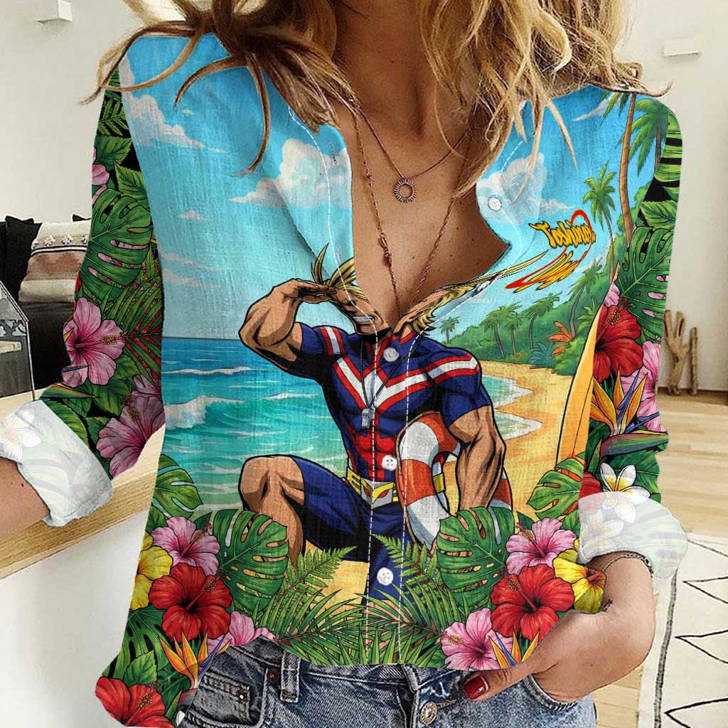 Toshinori Yagi Summer Chill Women Casual Shirt Heroic Tropical Anime Art