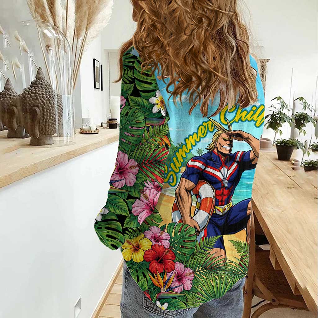 Toshinori Yagi Summer Chill Women Casual Shirt Heroic Tropical Anime Art