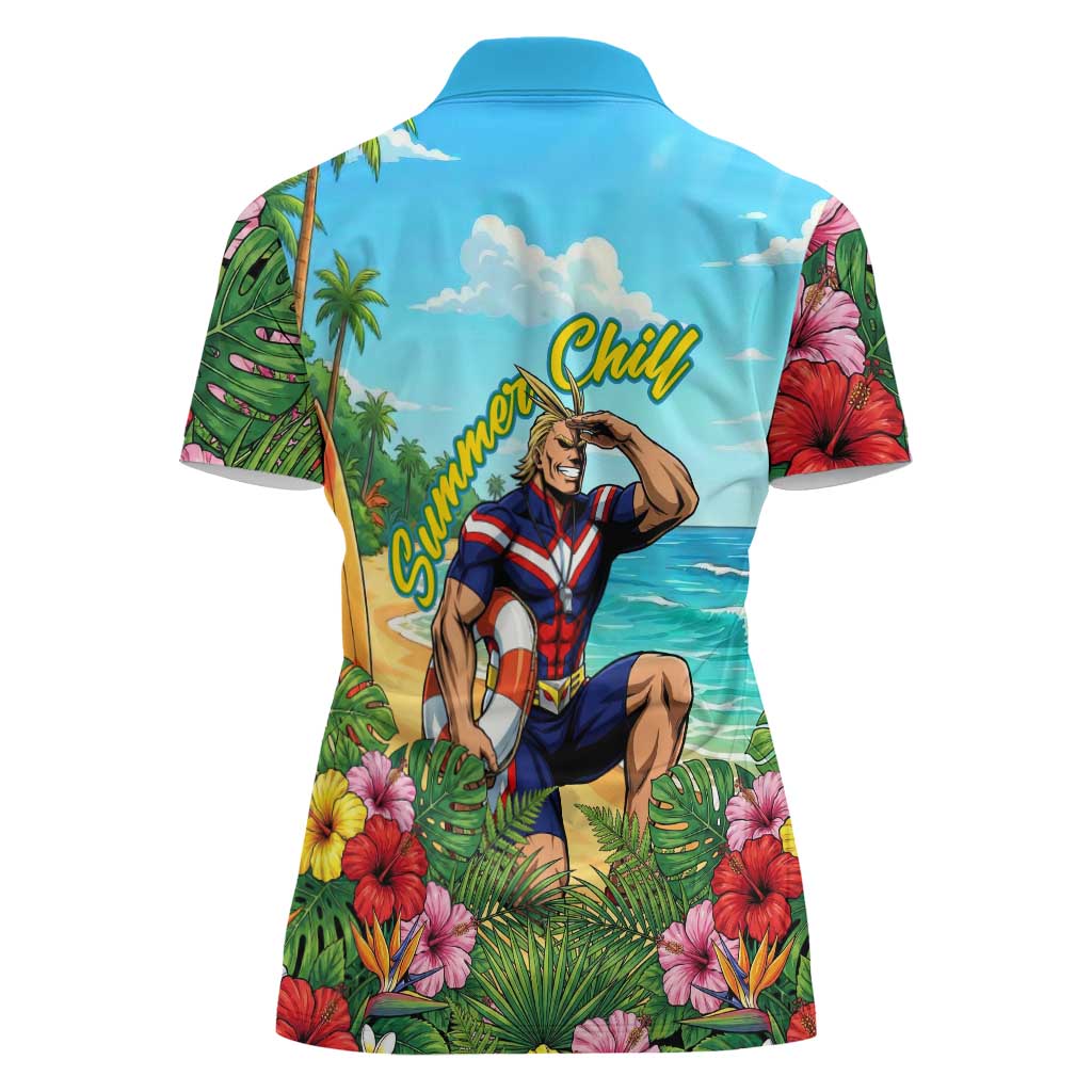 Toshinori Yagi Summer Chill Women Polo Shirt Heroic Tropical Anime Art