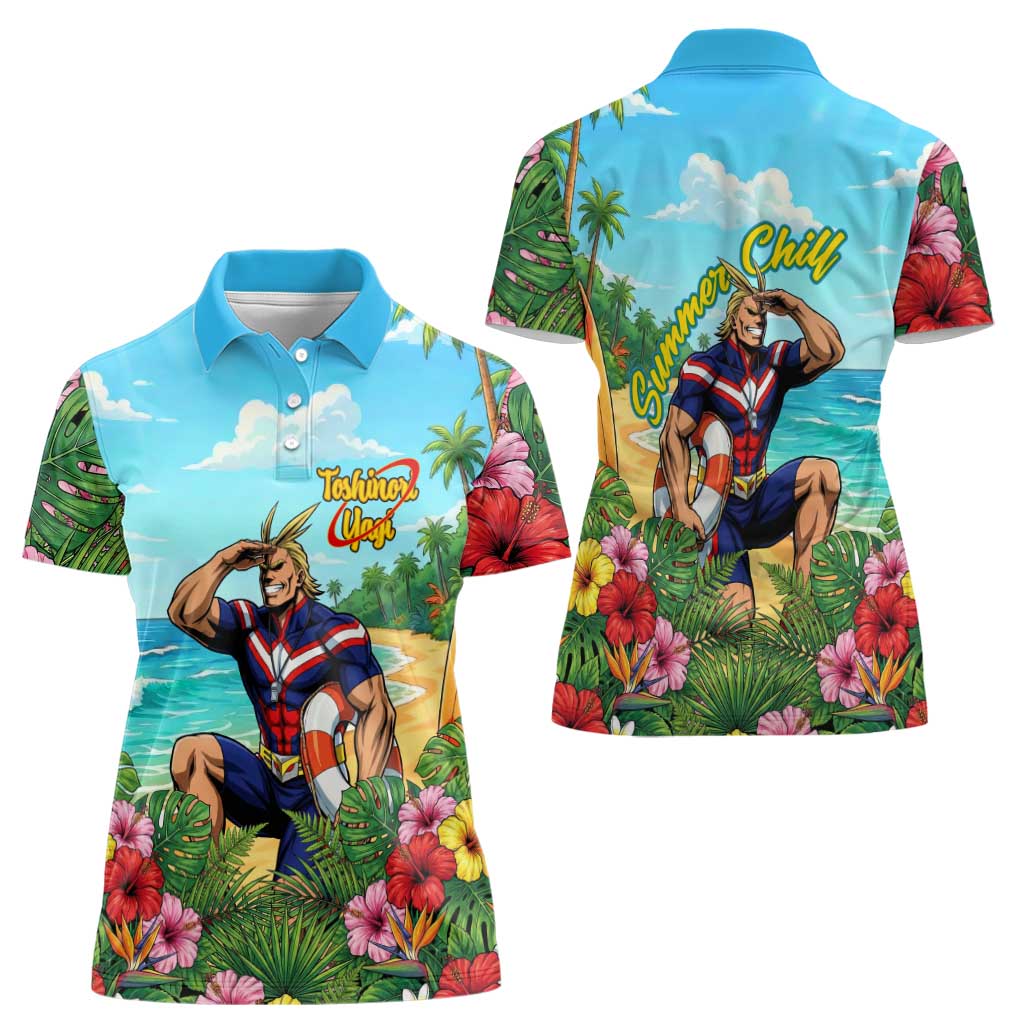 Toshinori Yagi Summer Chill Women Polo Shirt Heroic Tropical Anime Art