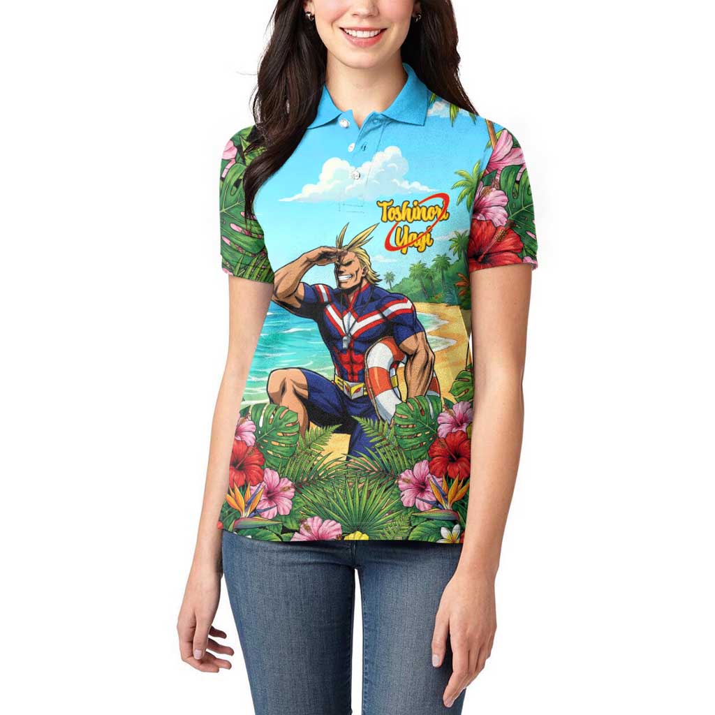 Toshinori Yagi Summer Chill Women Polo Shirt Heroic Tropical Anime Art