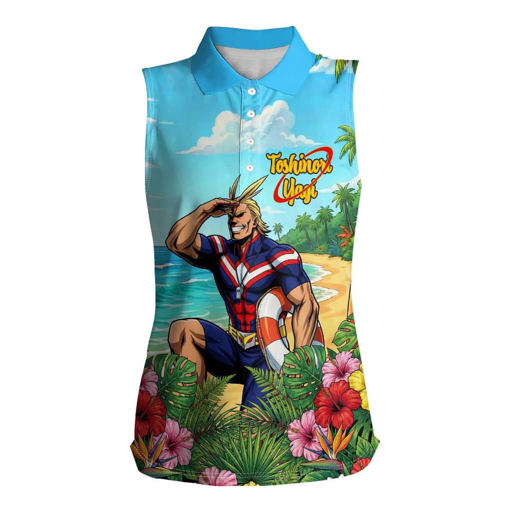 Toshinori Yagi Summer Chill Women Sleeveless Polo Shirt Heroic Tropical Anime Art