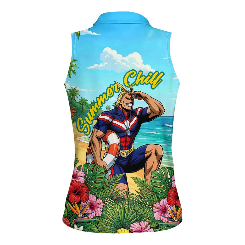 Toshinori Yagi Summer Chill Women Sleeveless Polo Shirt Heroic Tropical Anime Art