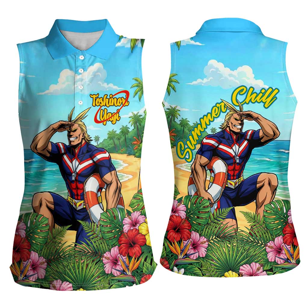 Toshinori Yagi Summer Chill Women Sleeveless Polo Shirt Heroic Tropical Anime Art