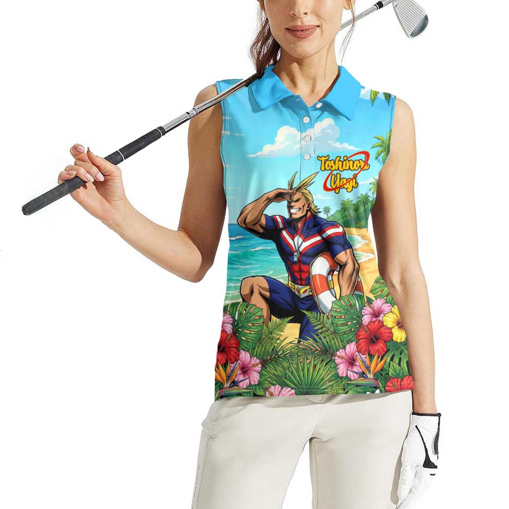 Toshinori Yagi Summer Chill Women Sleeveless Polo Shirt Heroic Tropical Anime Art