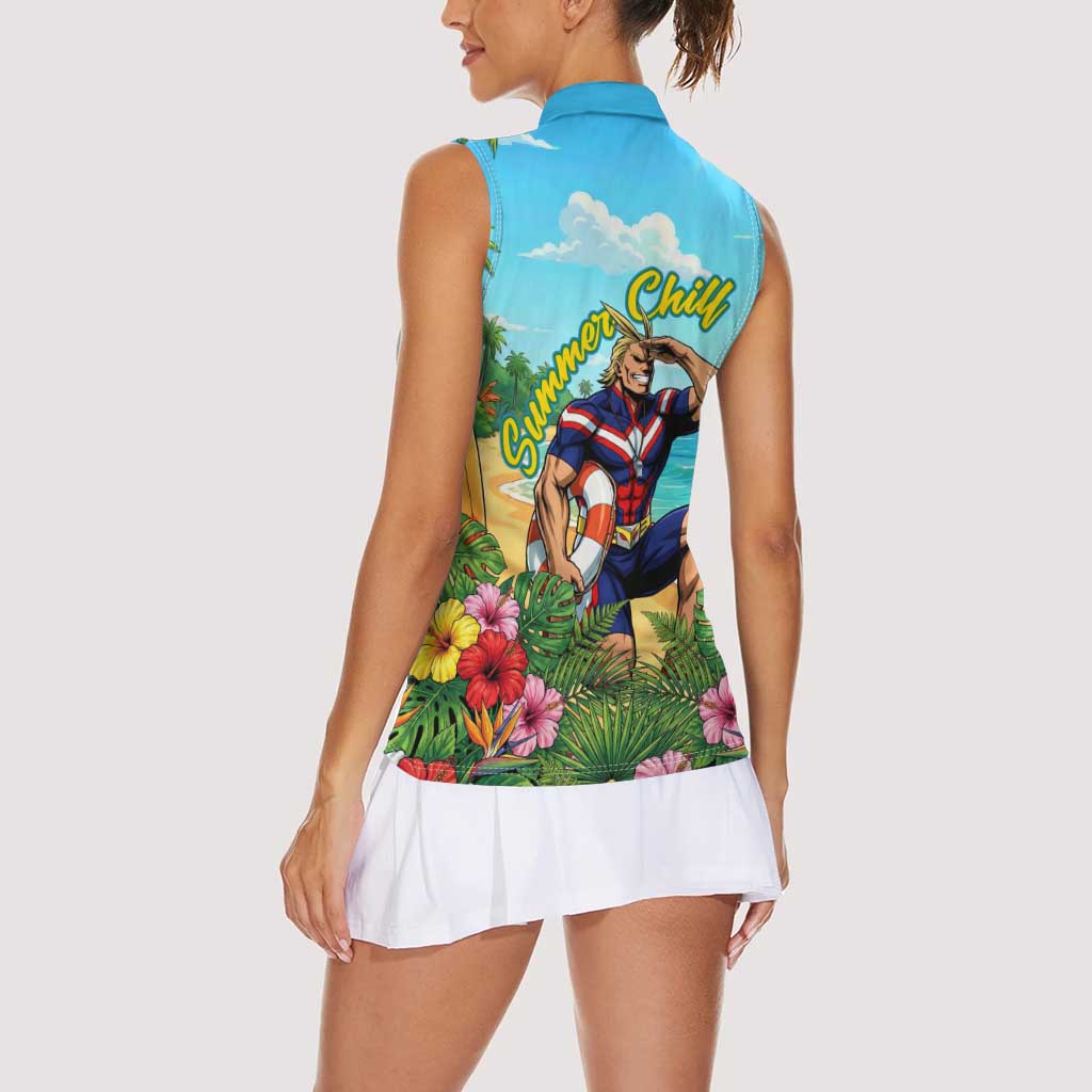 Toshinori Yagi Summer Chill Women Sleeveless Polo Shirt Heroic Tropical Anime Art