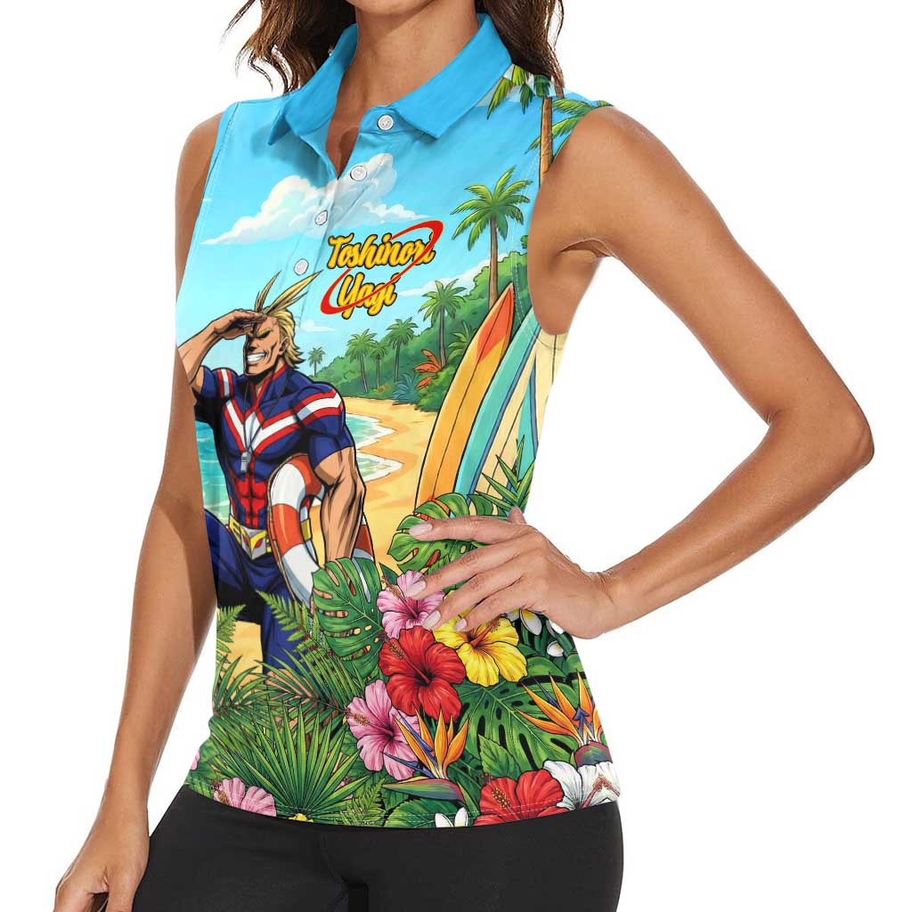 Toshinori Yagi Summer Chill Women Sleeveless Polo Shirt Heroic Tropical Anime Art