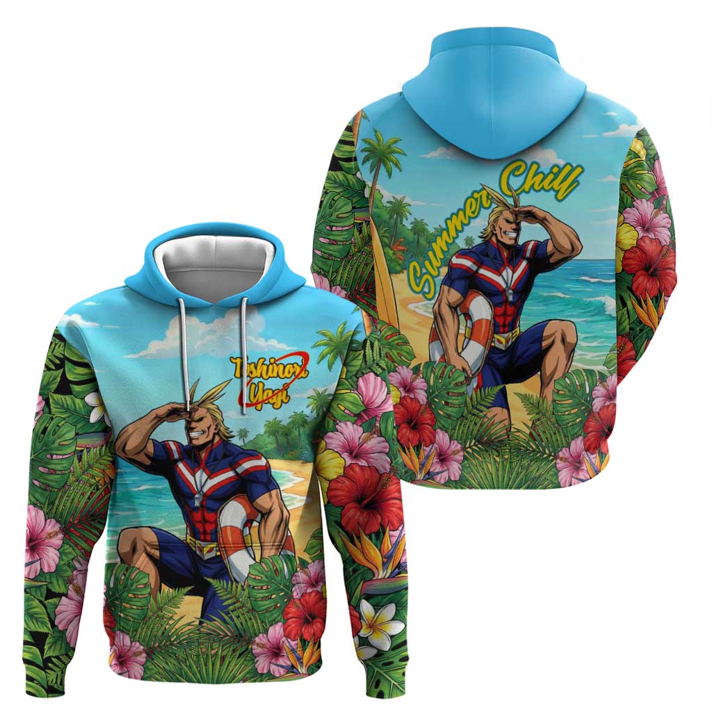 Toshinori Yagi Summer Chill Zip Hoodie Heroic Tropical Anime Art