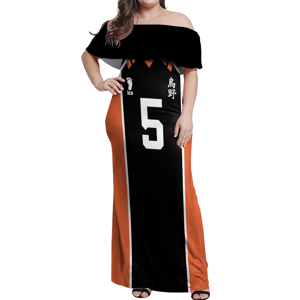 Karasuno Ryunosuke Tanaka Off Shoulder Maxi Dress