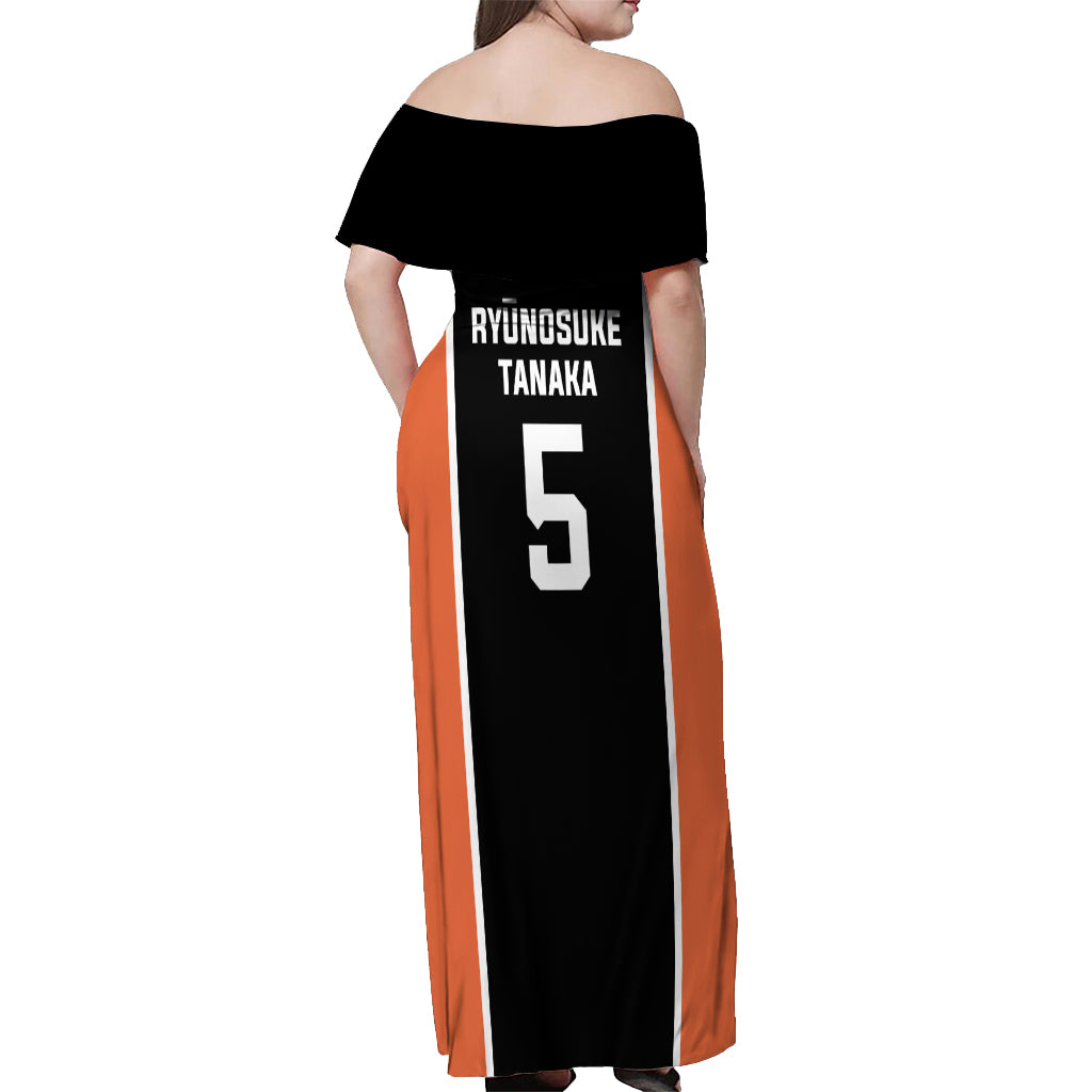 Karasuno Ryunosuke Tanaka Off Shoulder Maxi Dress