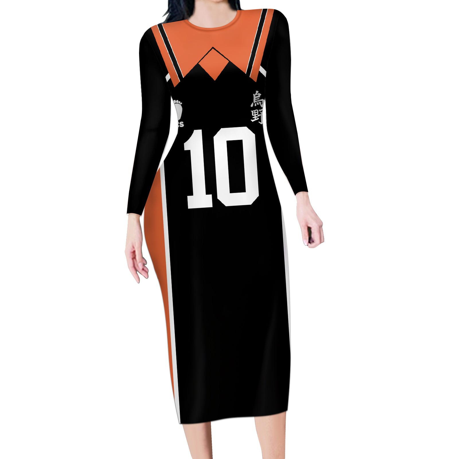 Shoyo Hinata - Number 10 Karasuno Long Sleeve Bodycon Dress