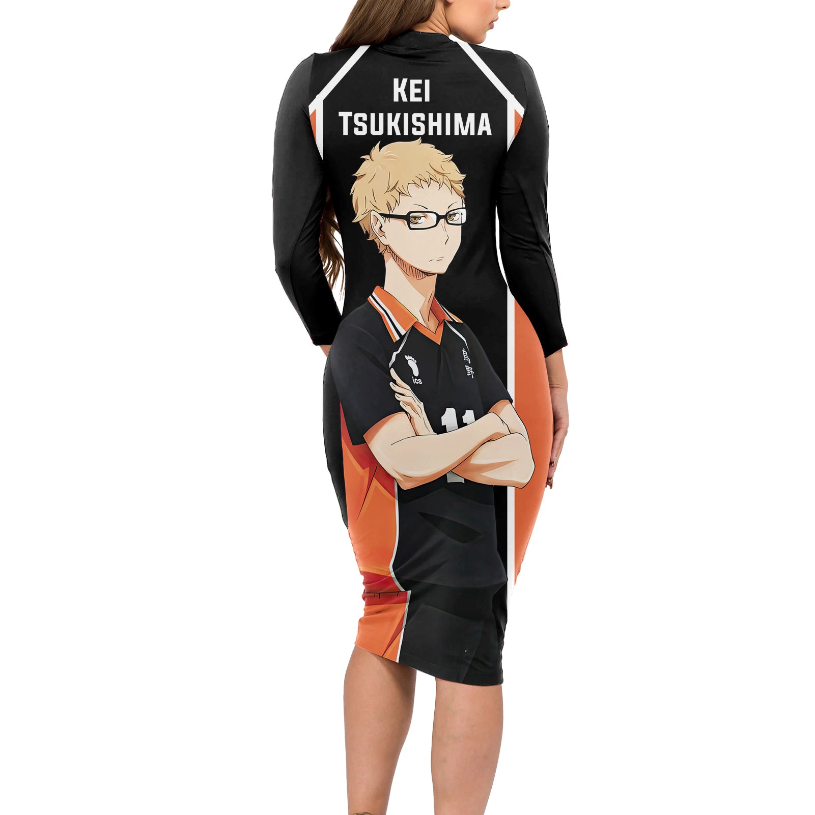 Kei Tsukishima Karasuno Long Sleeve Bodycon Dress