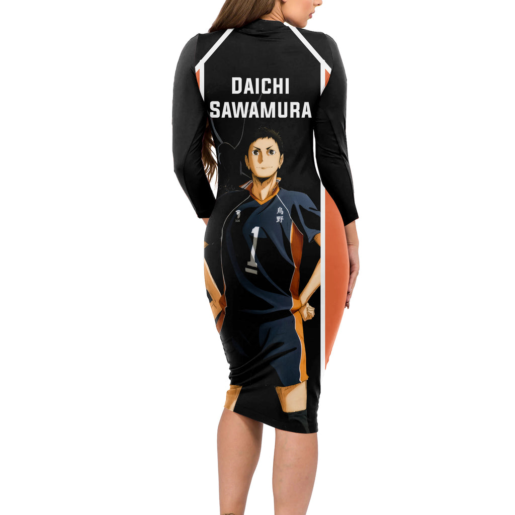 Daichi Sawamura Karasuno Long Sleeve Bodycon Dress