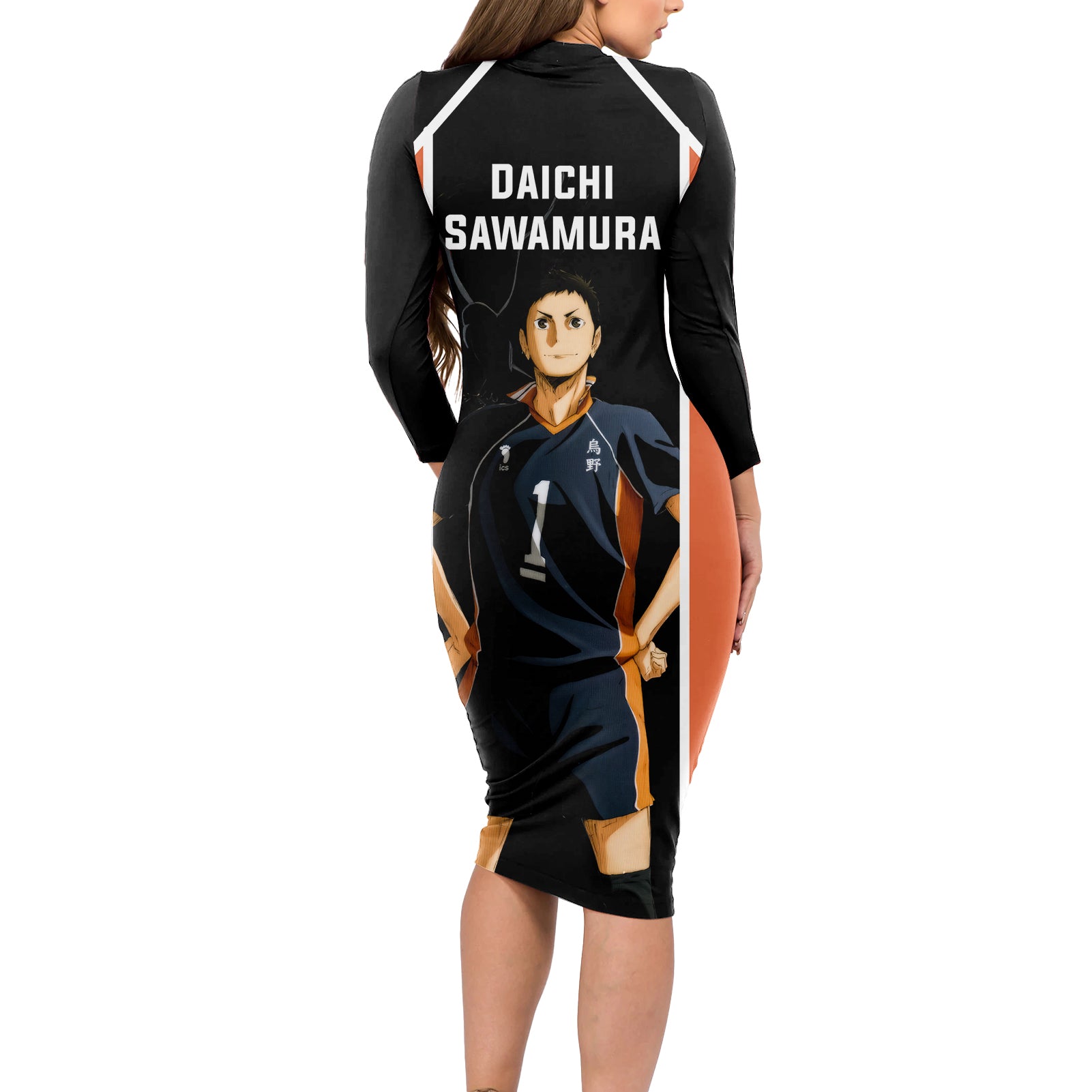 Daichi Sawamura Karasuno Long Sleeve Bodycon Dress