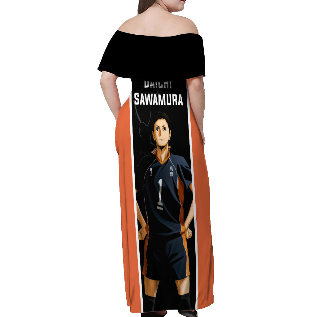 Daichi Sawamura Karasuno Off Shoulder Maxi Dress