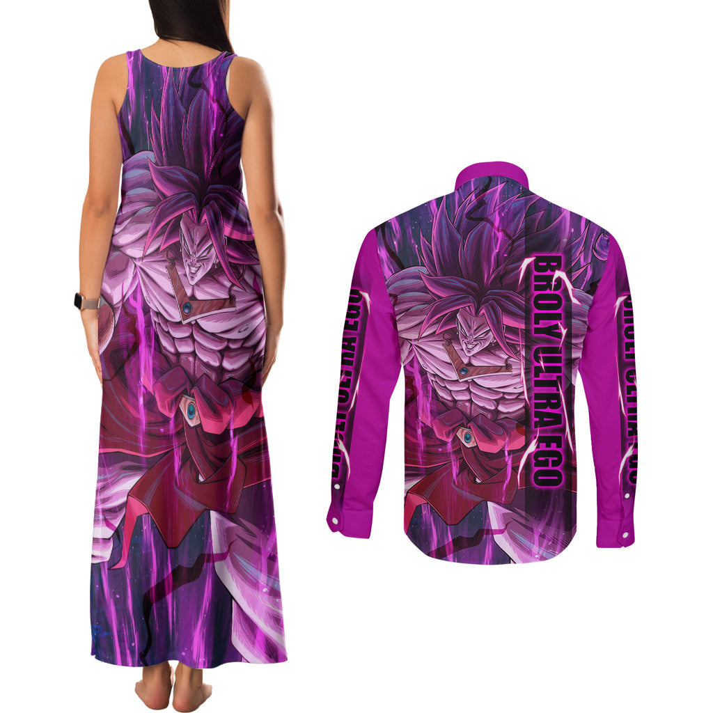 Broly Ultra Ego Anime Couples Matching Tank Maxi Dress and Long Sleeve Button Shirt