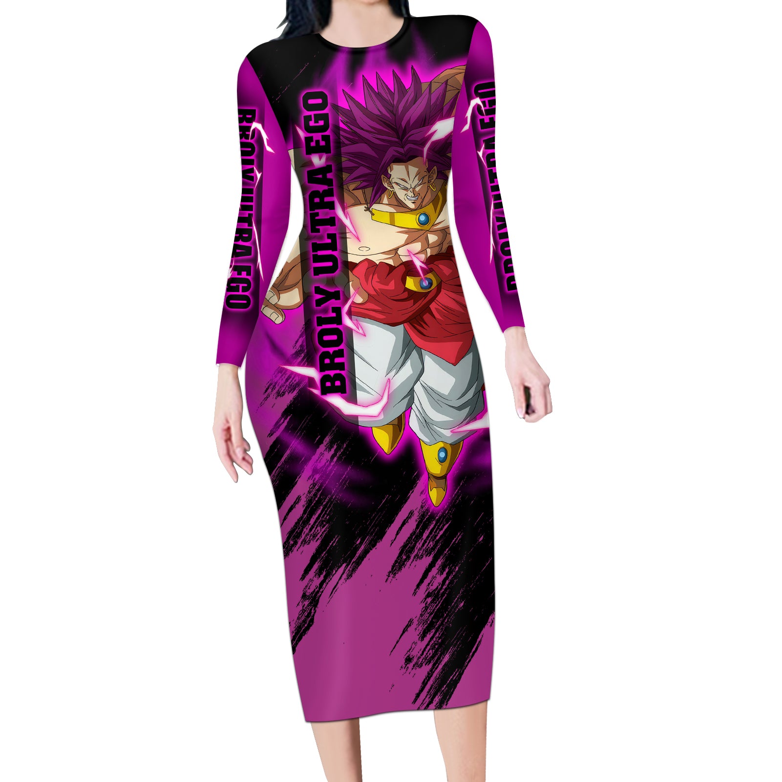 Broly Ultra Ego Anime Long Sleeve Bodycon Dress