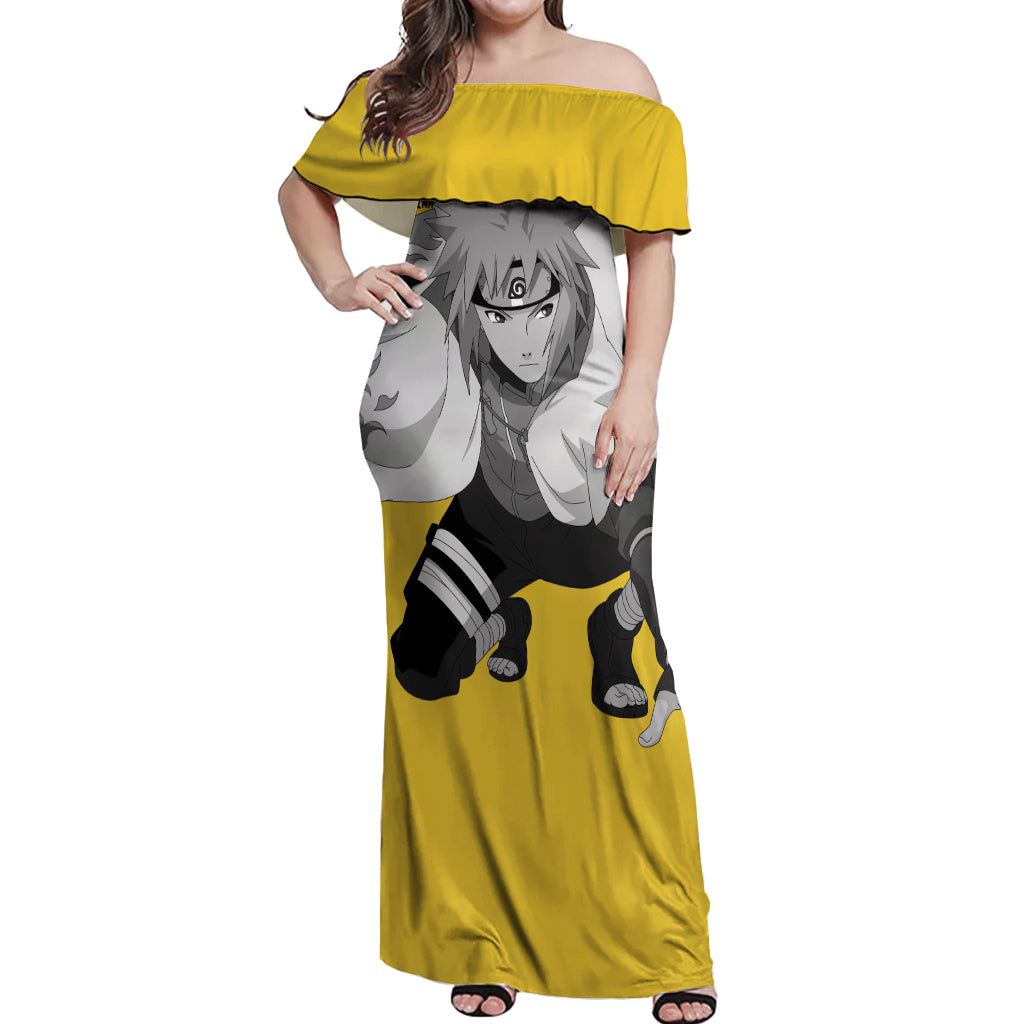 Minato Namikaze - Anime Style Manga Off Shoulder Maxi Dress