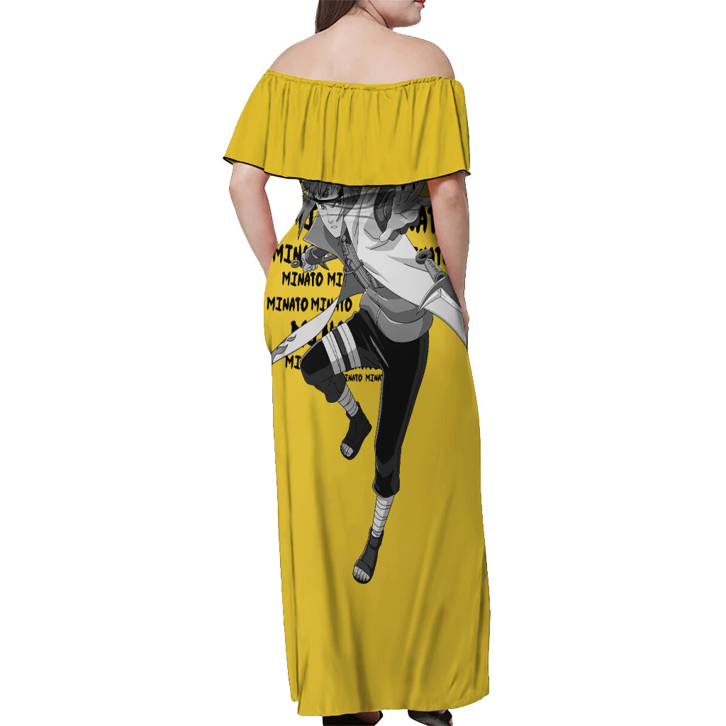 Minato Namikaze - Anime Style Manga Off Shoulder Maxi Dress