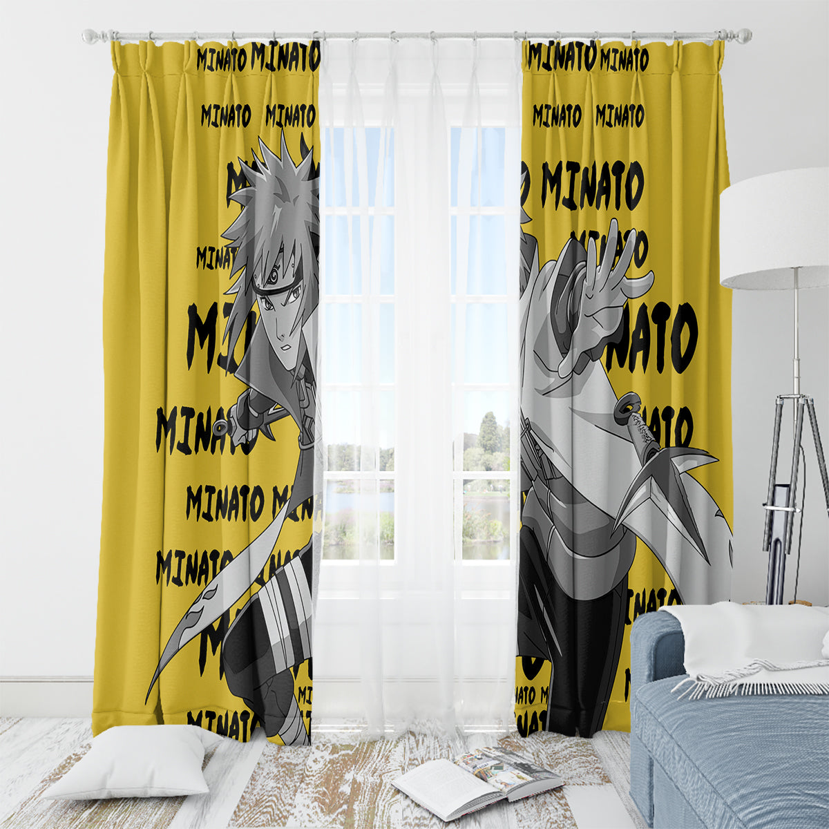 Minato Namikaze - Anime Style Manga Window Curtain