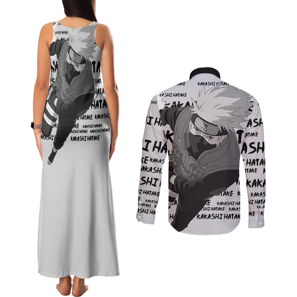 Kakashi Hatake - Anime Style Manga Couples Matching Tank Maxi Dress and Long Sleeve Button Shirt
