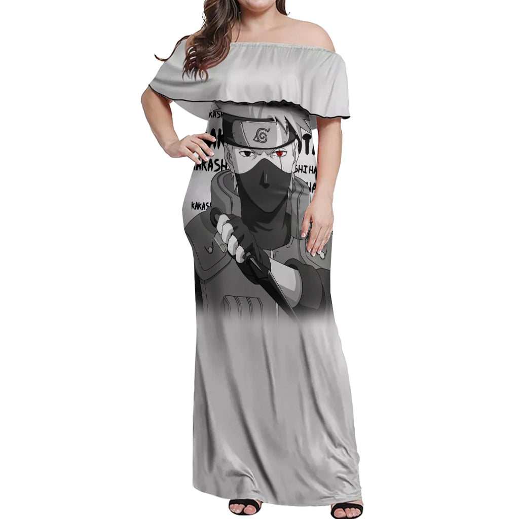 Kakashi Hatake - Anime Style Manga Off Shoulder Maxi Dress