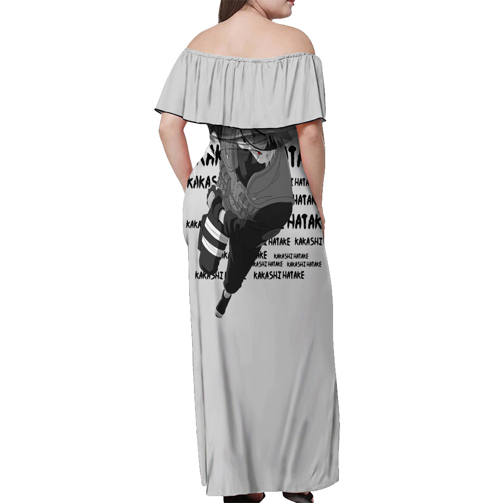 Kakashi Hatake - Anime Style Manga Off Shoulder Maxi Dress