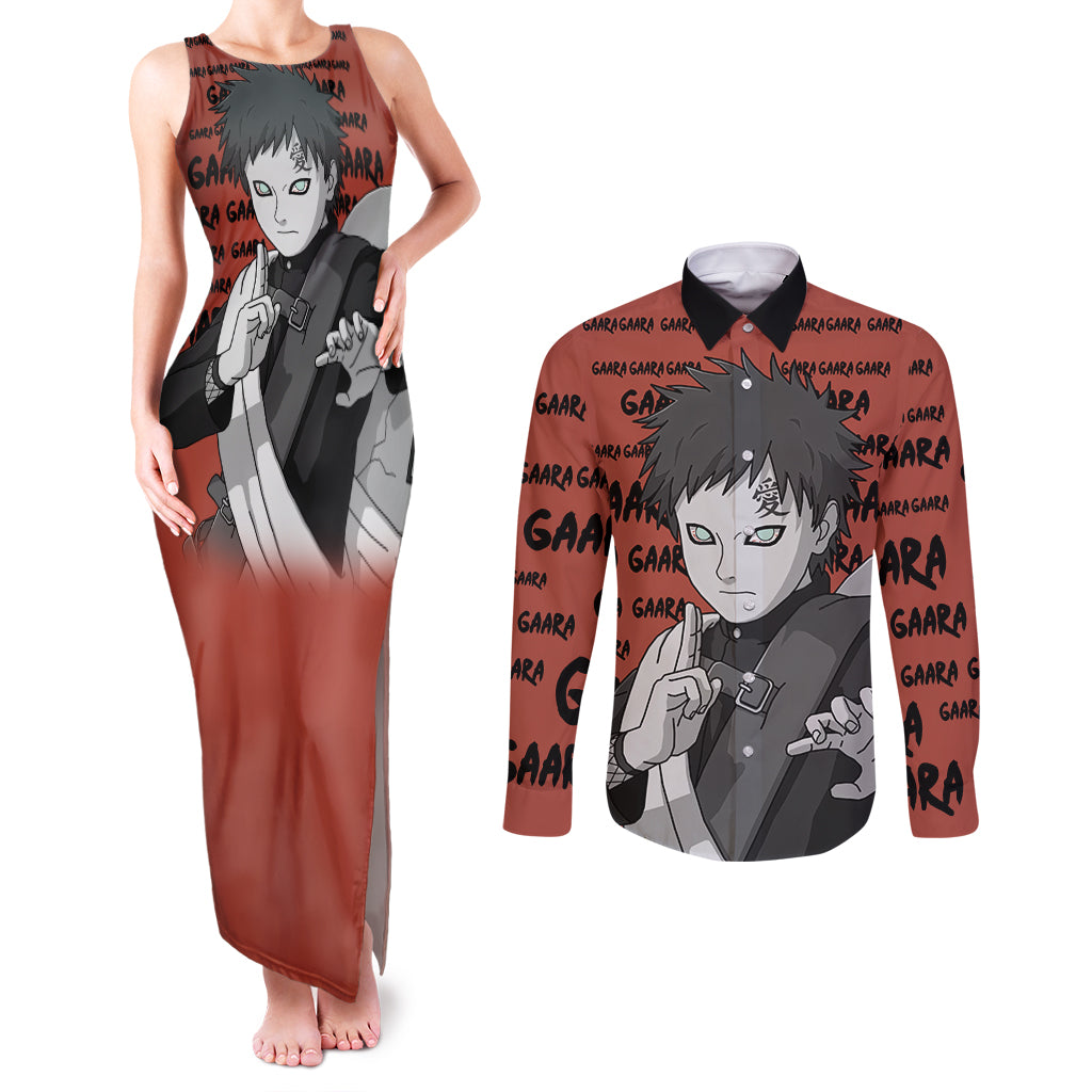 Gaara - Style Manga Couples Matching Tank Maxi Dress and Long Sleeve Button Shirt