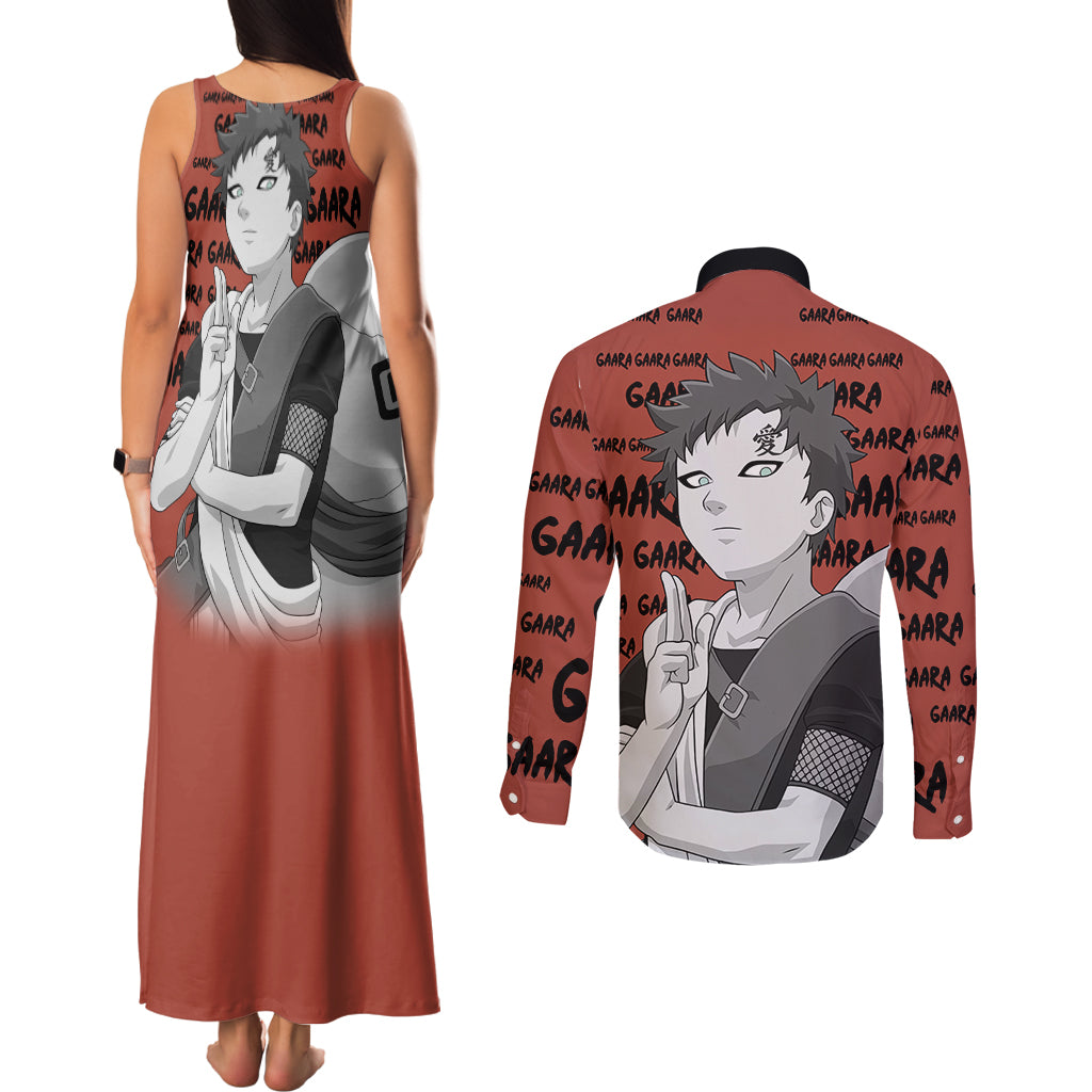 Gaara - Style Manga Couples Matching Tank Maxi Dress and Long Sleeve Button Shirt