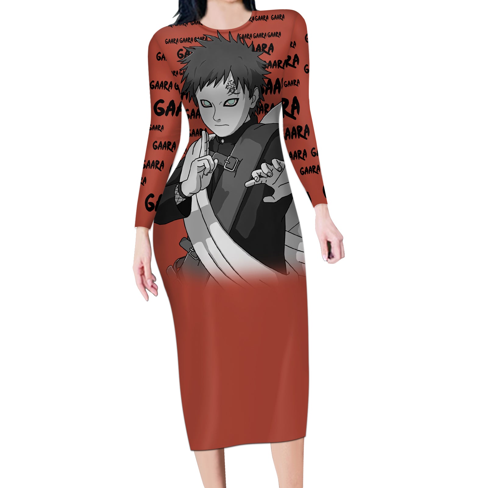 Gaara - Style Manga Long Sleeve Bodycon Dress
