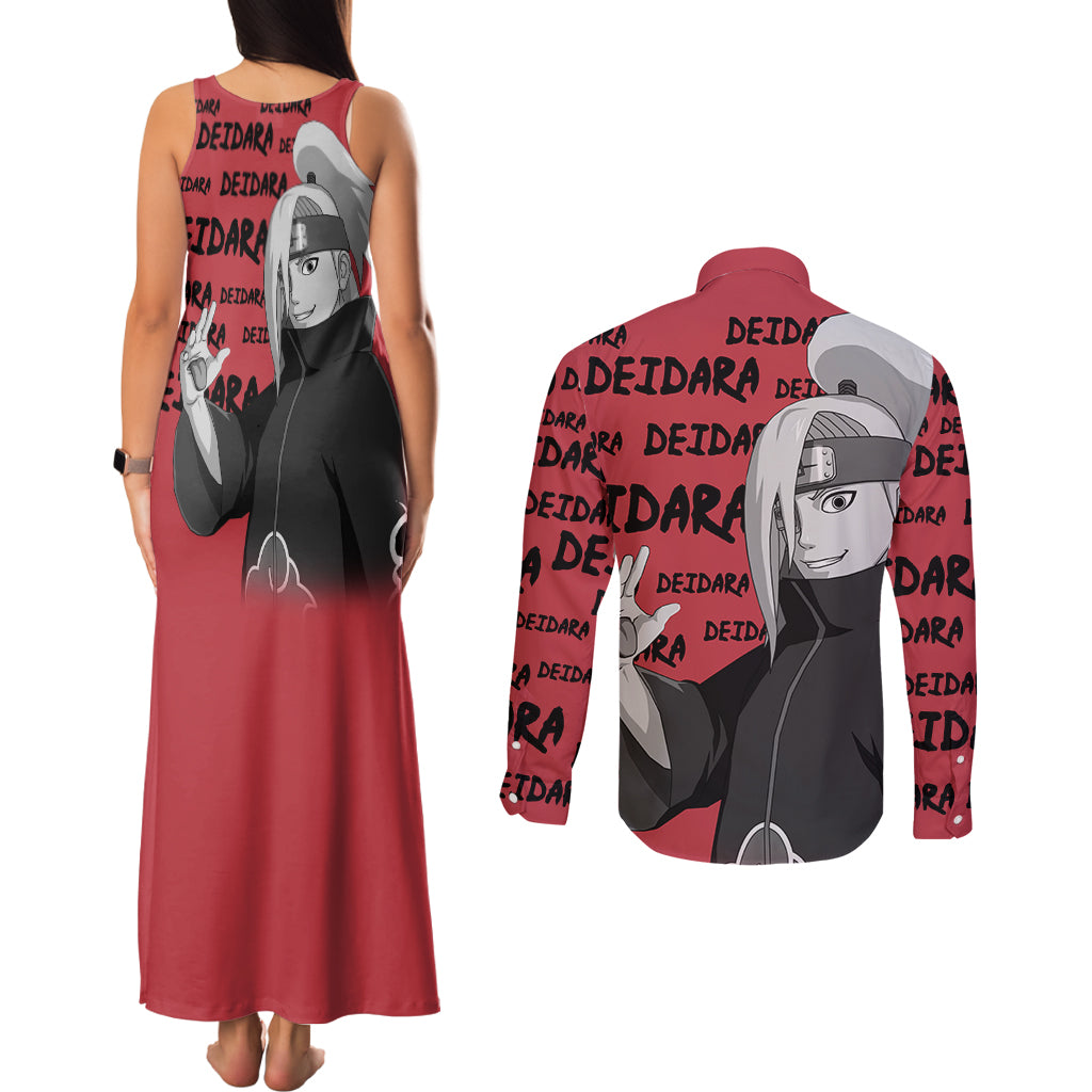Deidara - Style Manga Couples Matching Tank Maxi Dress and Long Sleeve Button Shirt