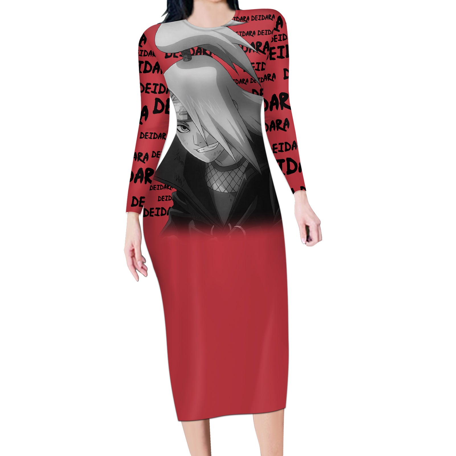 Deidara - Style Manga Long Sleeve Bodycon Dress