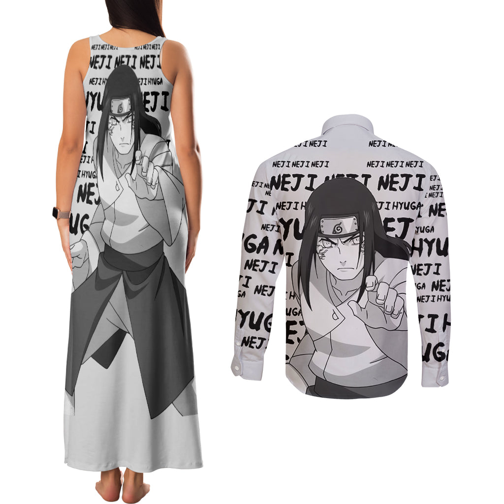 Neji Hyuga - Style Manga Couples Matching Tank Maxi Dress and Long Sleeve Button Shirt