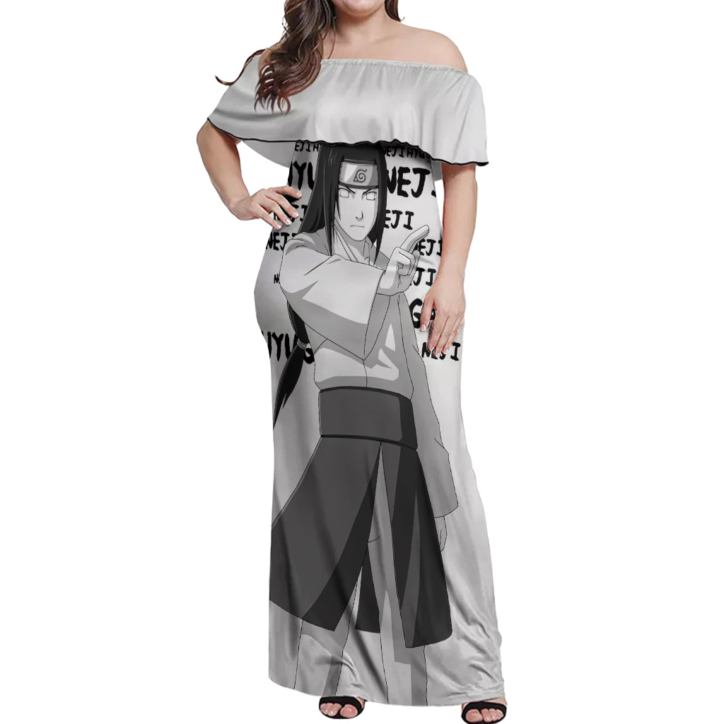 Neji Hyuga - Style Manga Off Shoulder Maxi Dress