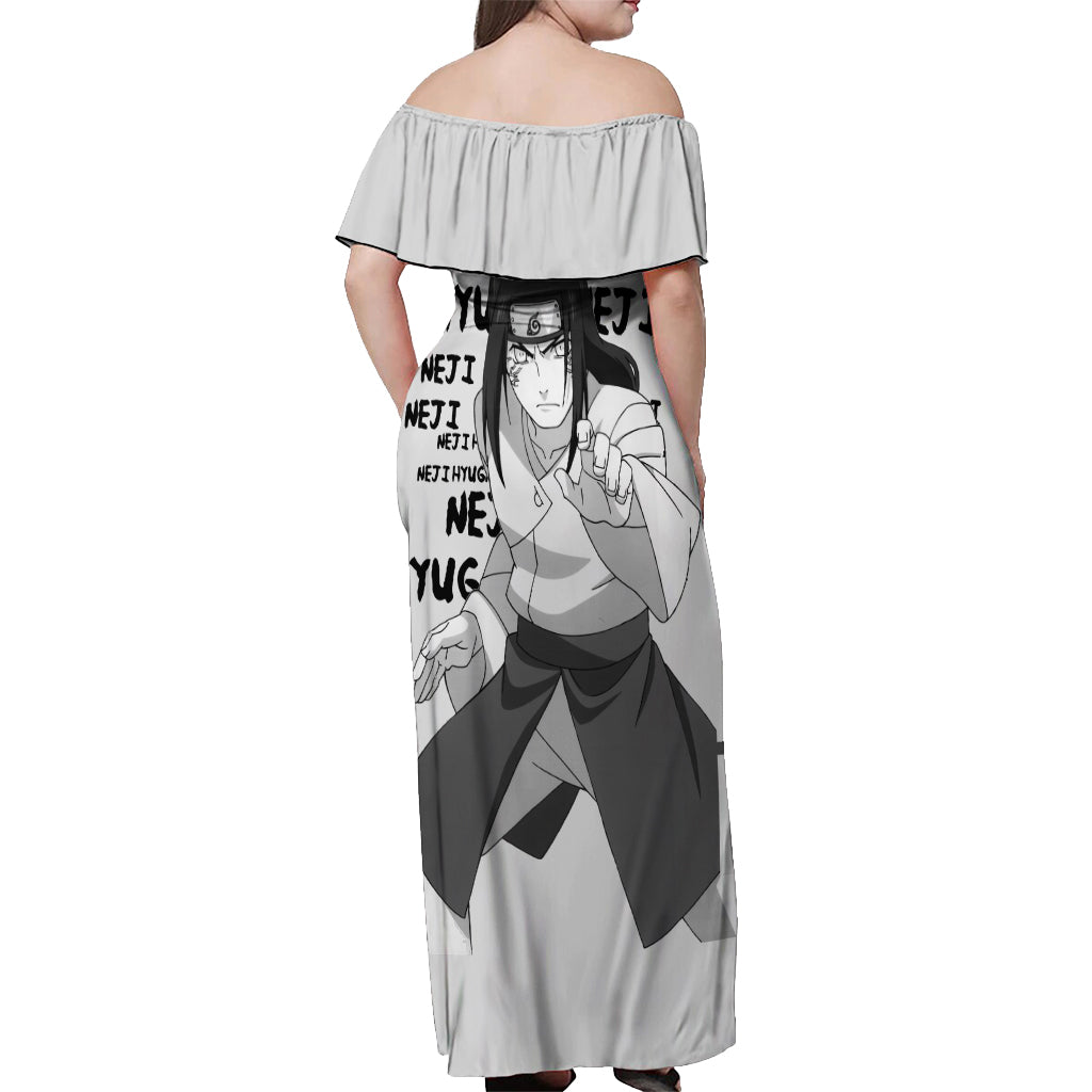 Neji Hyuga - Style Manga Off Shoulder Maxi Dress