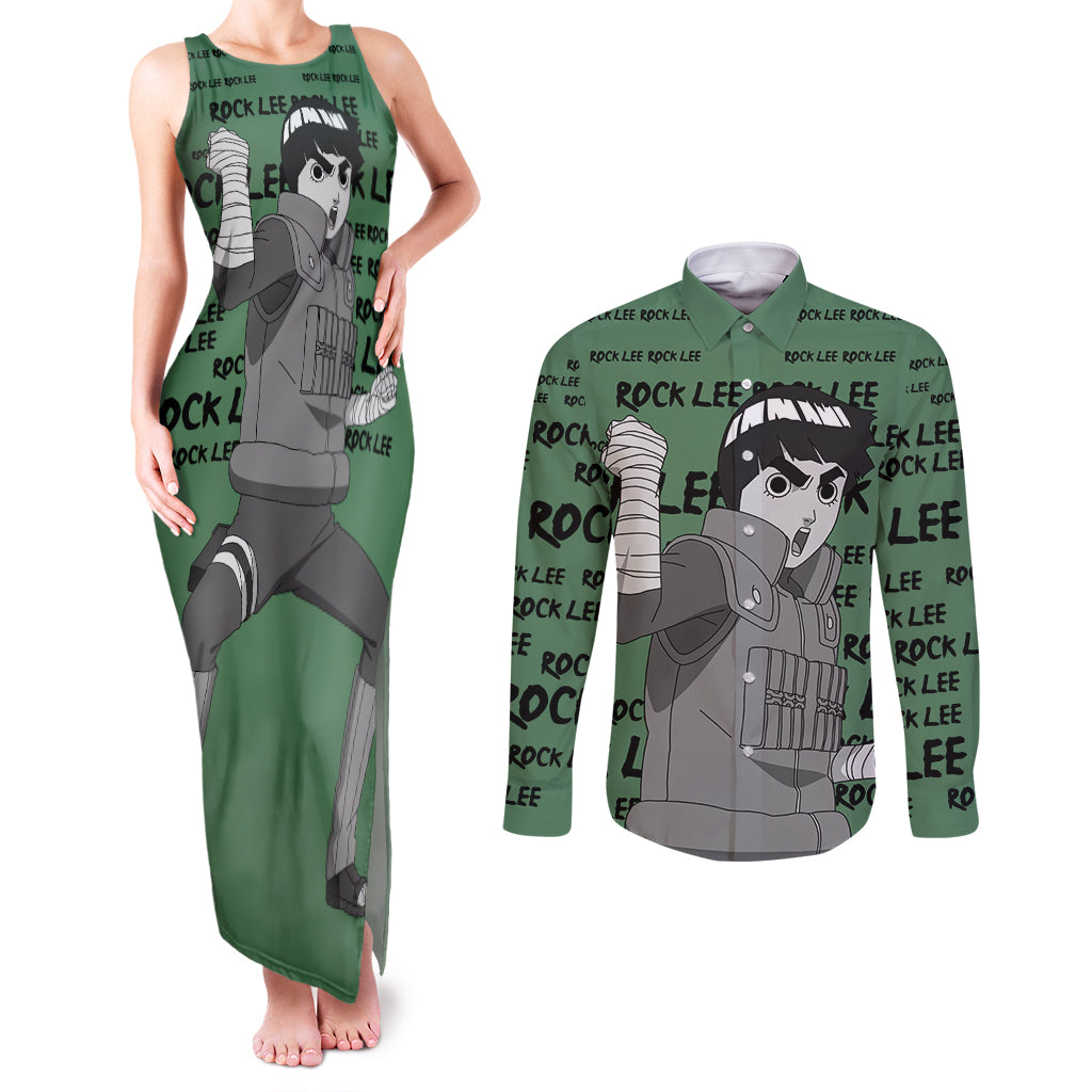 Rock Lee - Style Manga Couples Matching Tank Maxi Dress and Long Sleeve Button Shirt
