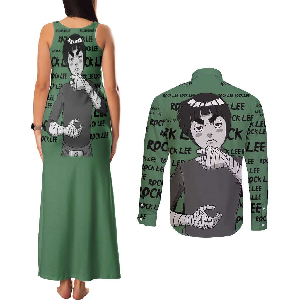 Rock Lee - Style Manga Couples Matching Tank Maxi Dress and Long Sleeve Button Shirt