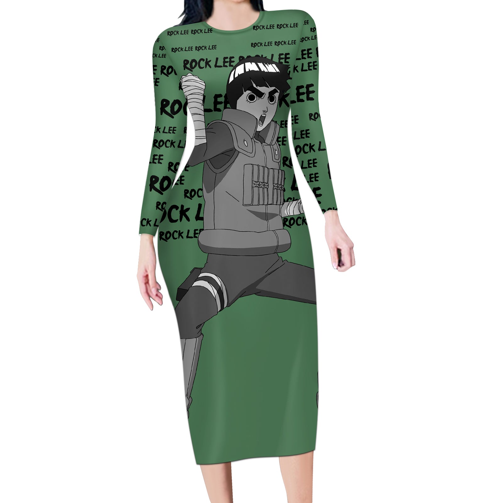 Rock Lee - Style Manga Long Sleeve Bodycon Dress