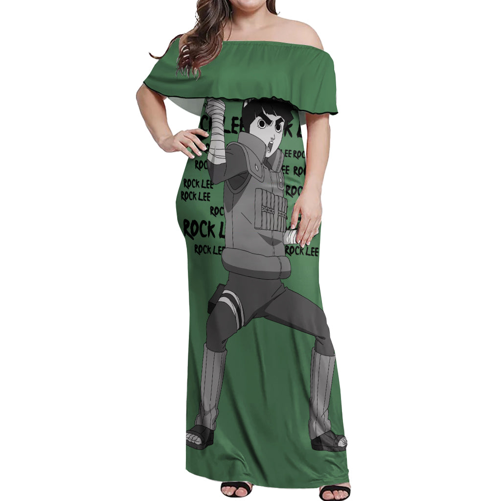 Rock Lee - Style Manga Off Shoulder Maxi Dress
