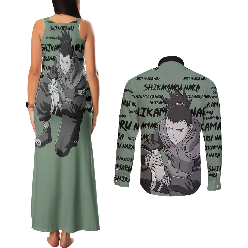 Shikamaru Nara - Style Manga Couples Matching Tank Maxi Dress and Long Sleeve Button Shirt