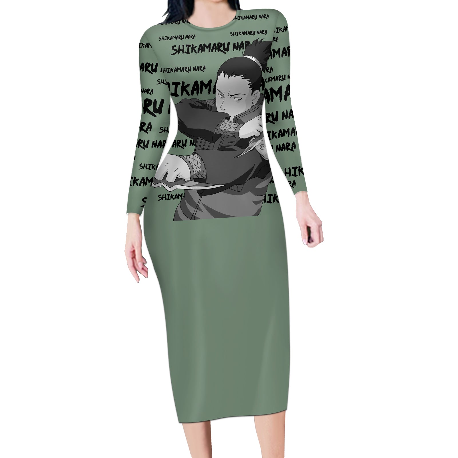 Shikamaru Nara - Style Manga Long Sleeve Bodycon Dress
