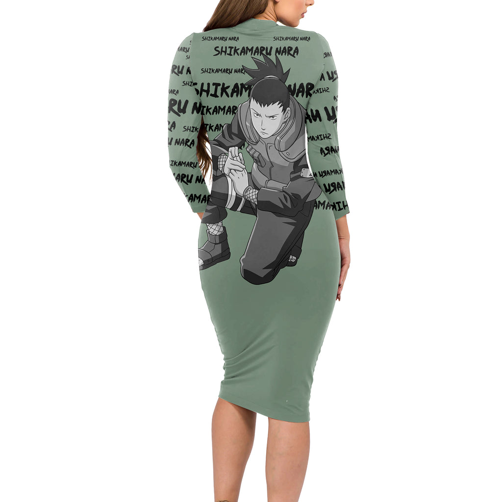 Shikamaru Nara - Style Manga Long Sleeve Bodycon Dress