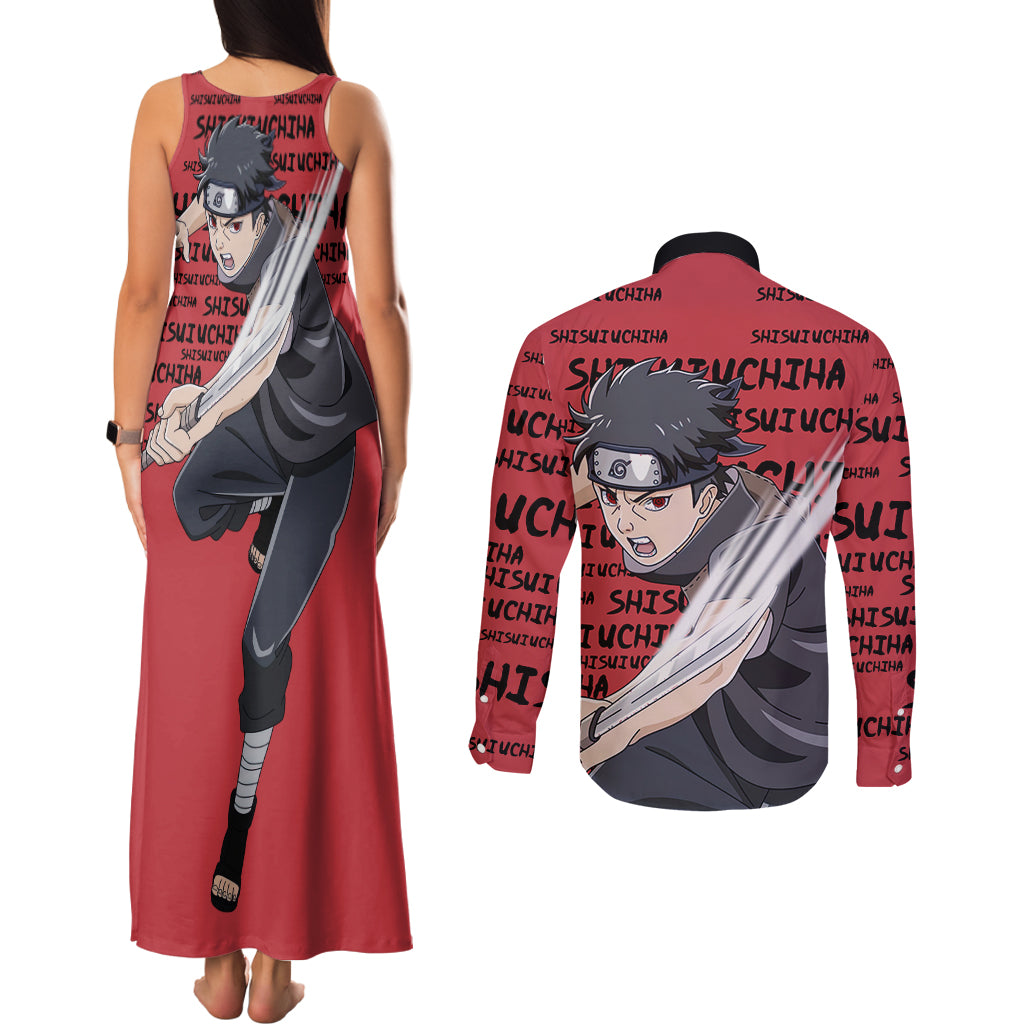 Shisui Uchiha - Style Manga Couples Matching Tank Maxi Dress and Long Sleeve Button Shirt