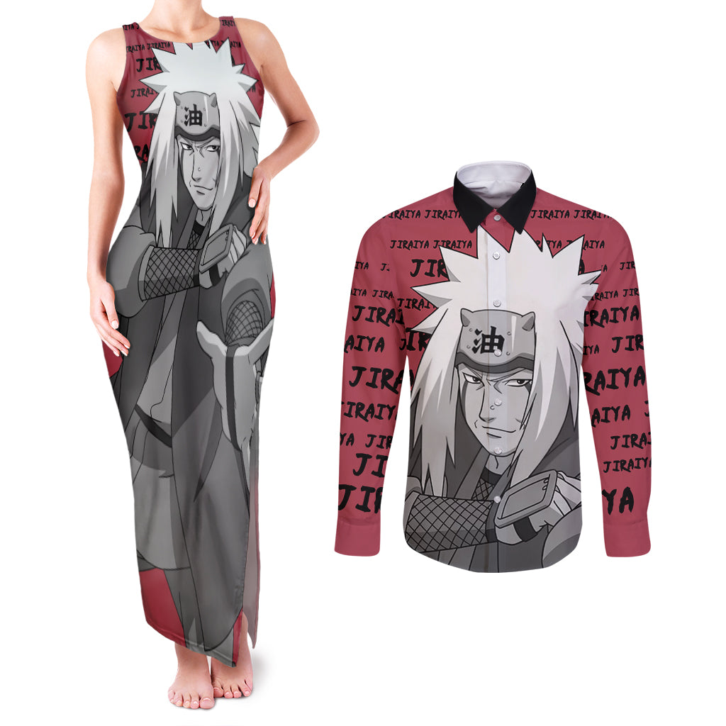 Jiraiya - Style Manga Couples Matching Tank Maxi Dress and Long Sleeve Button Shirt
