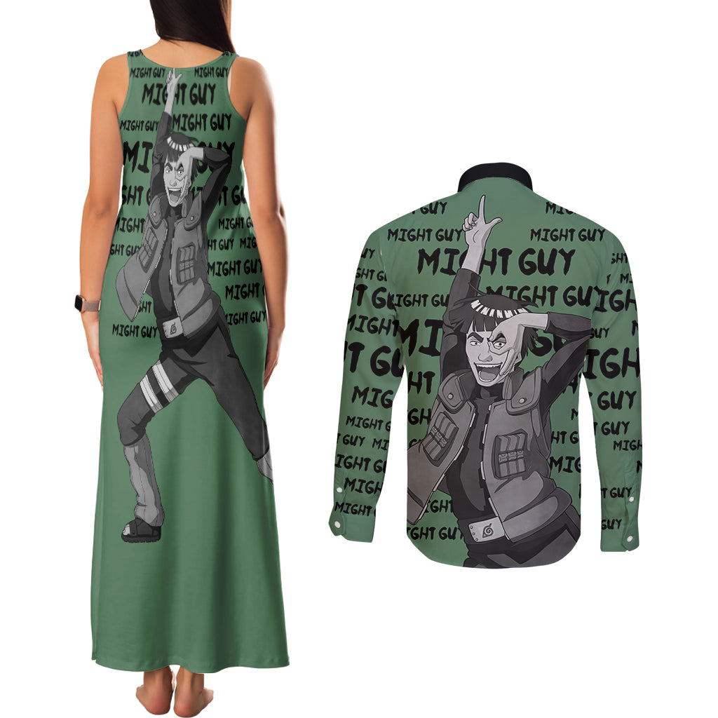 Might Guy - Style Manga Couples Matching Tank Maxi Dress and Long Sleeve Button Shirt